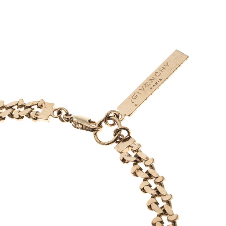 Pre Owned Givenchy Shark Tooth Pendant Gold Tone Chain Necklace