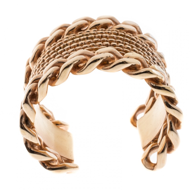 Pre Owned Givenchy Armadillo Rose Gold Tone Open Cuff Bracelet