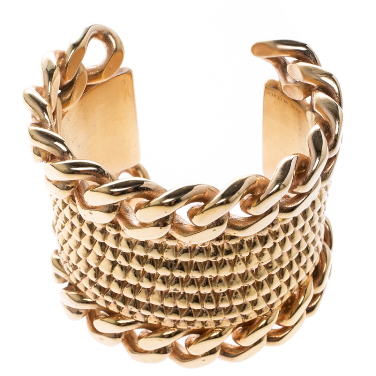 Pre Owned Givenchy Armadillo Rose Gold Tone Open Cuff Bracelet