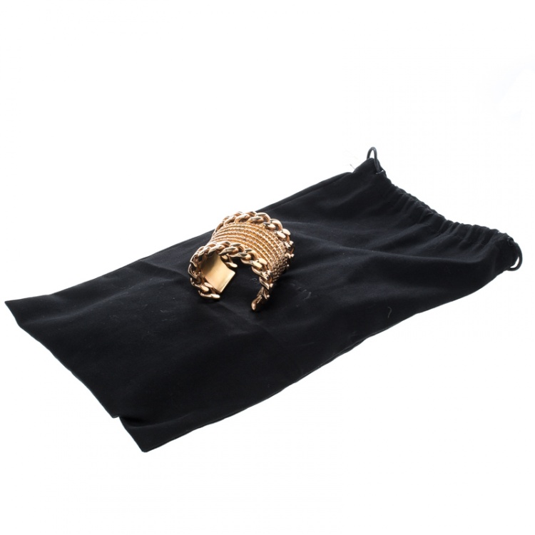Pre Owned Givenchy Armadillo Rose Gold Tone Open Cuff Bracelet