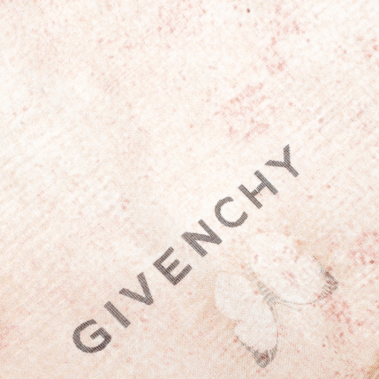 Pre Owned Givenchy Brown Butterfly Printed Silk Chiffon Square Scarf