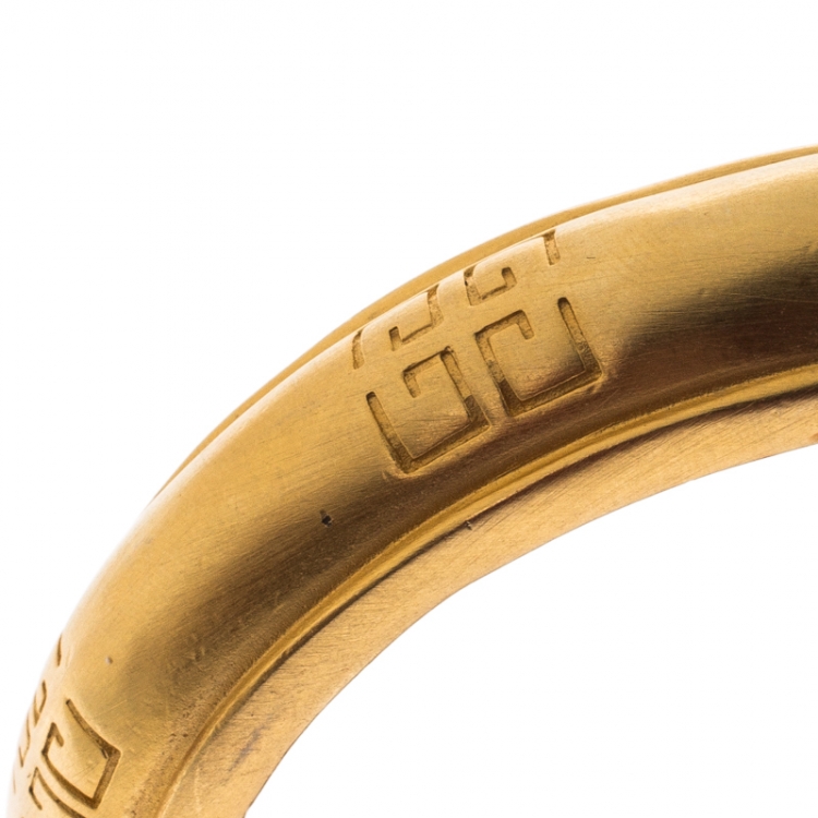 Pre Owned Givenchy Gold Tone Logo Bangle