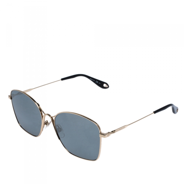 Pre Owned Givenchy Gold/Grey Silver Mirrored GV7092/S J5GT4 Square Sunglasses