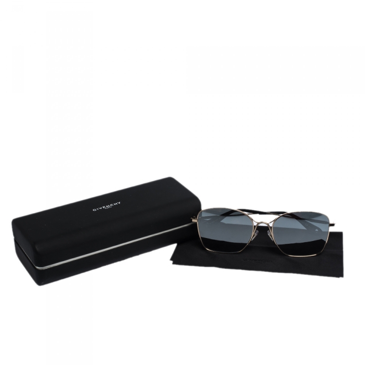 Pre Owned Givenchy Gold/Grey Silver Mirrored GV7092/S J5GT4 Square Sunglasses