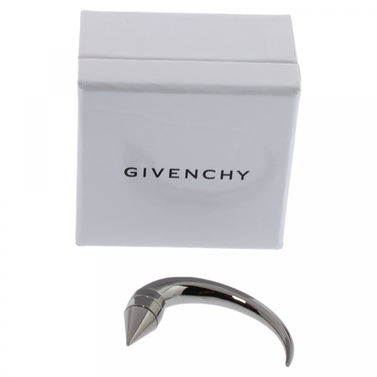 Pre Owned Givenchy Magnetic Shark Tooth Silver Tone Single Stud Earring