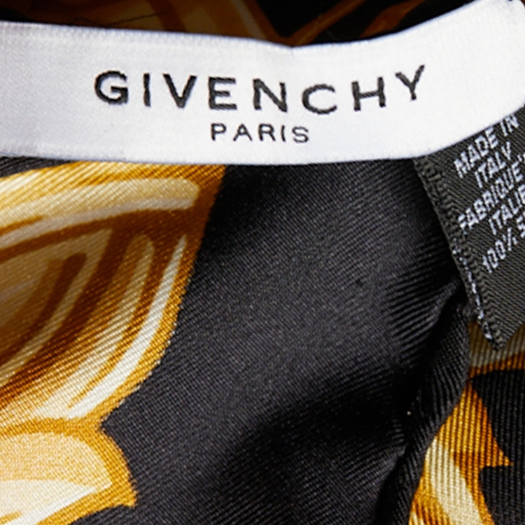 Pre Owned Givenchy Black Baroque Printed Silk Square Scarf