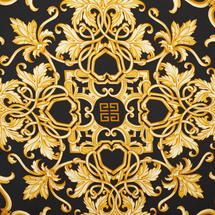 Pre Owned Givenchy Black Baroque Printed Silk Square Scarf