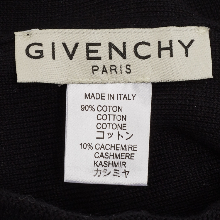 Pre Owned Givenchy Black Logo Print Cotton Knit Beanie 
