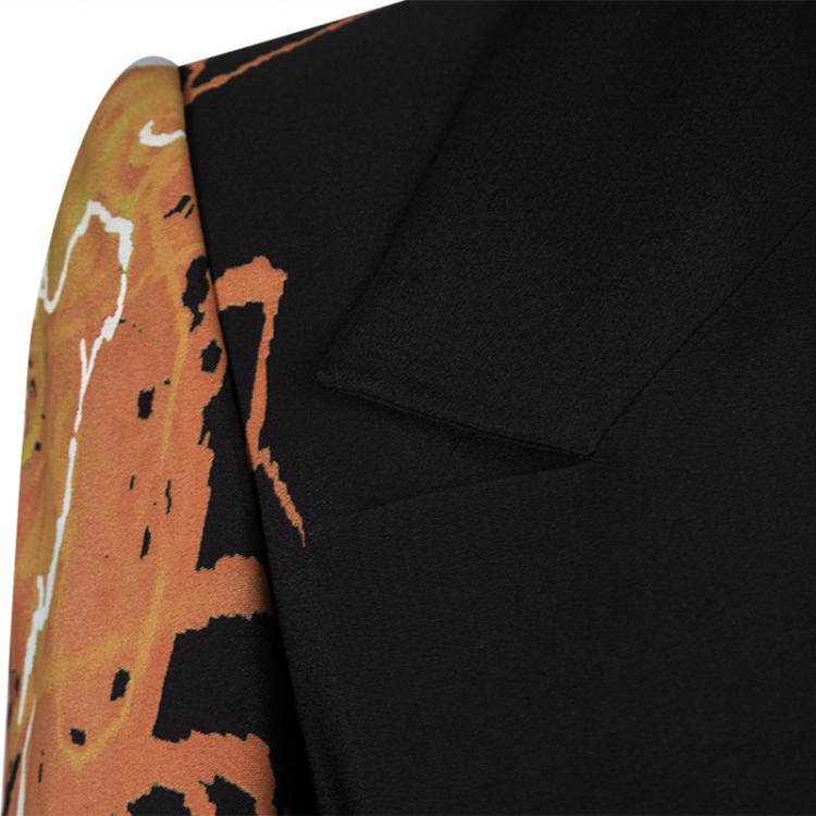 Pre Owned Givenchy Couture Black Digital Printed Sleeve Detail Blazer S