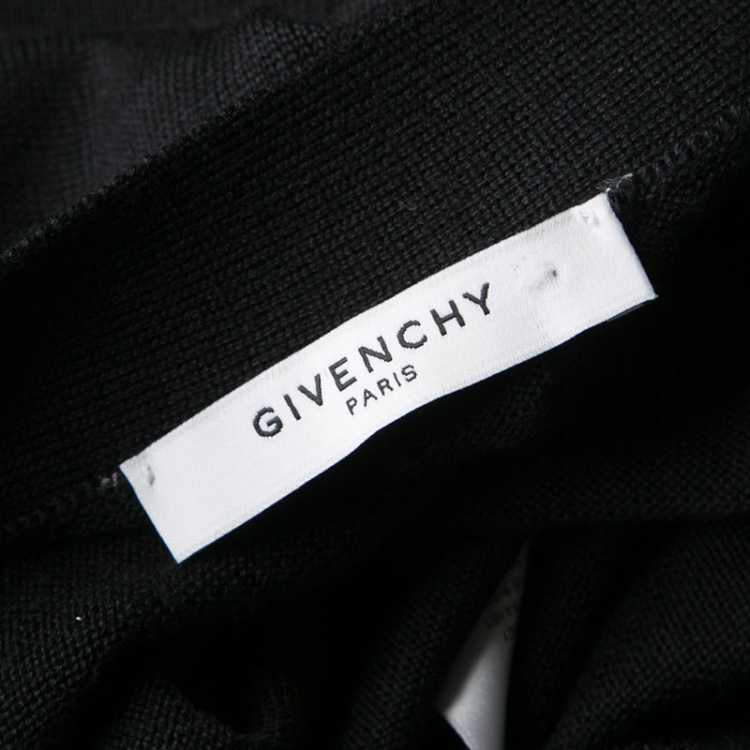 Pre Owned Givenchy Black Silk Cashmere Floral Printed Panel Detail Cardigan M