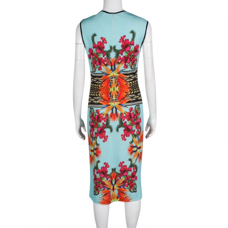 Pre Owned Givenchy Floral Printed Knit Sleeveless Bodycon Dress M