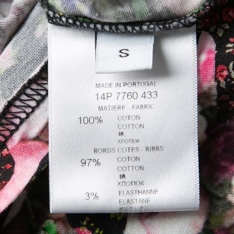 Pre Owned Givenchy Floral Printed Oversized Crew Neck T-Shirt S