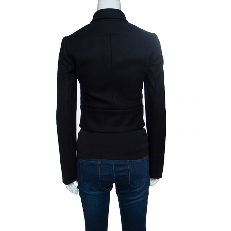 Pre Owned Givenchy Black Wool Cropped Military Jacket S
