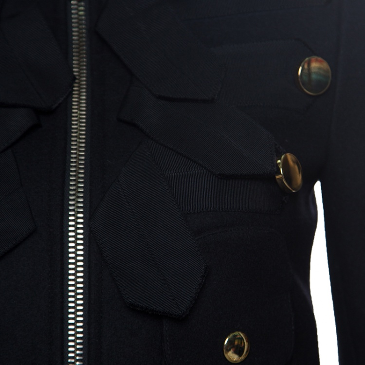 Pre Owned Givenchy Black Wool Cropped Military Jacket S