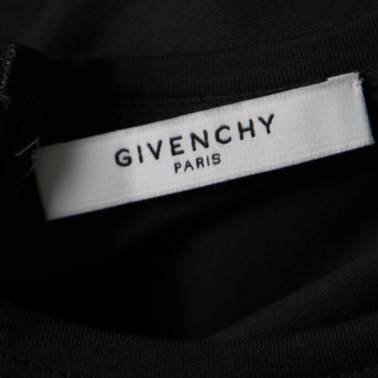 Pre Owned Givenchy Black Floral Printed Jersey Long Sleeve Bodycon Dress M