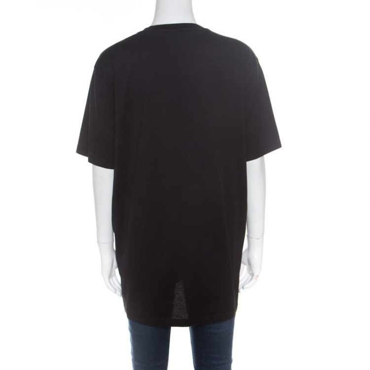 Pre Owned Givenchy Black Bambi Printed Cotton Short Sleeve T-Shirt M