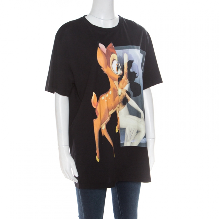 Givenchy Black Bambi Printed Cotton Short Sleeve T-Shirt M 