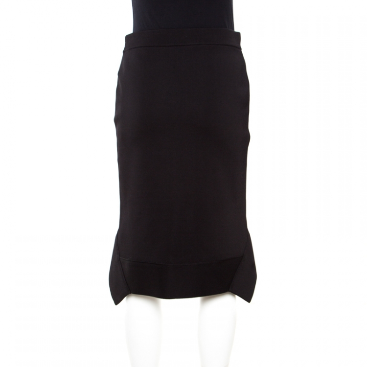 Pre Owned Givenchy Black Stretch Knit Asymmetric Hem Techno Cady Skirt M