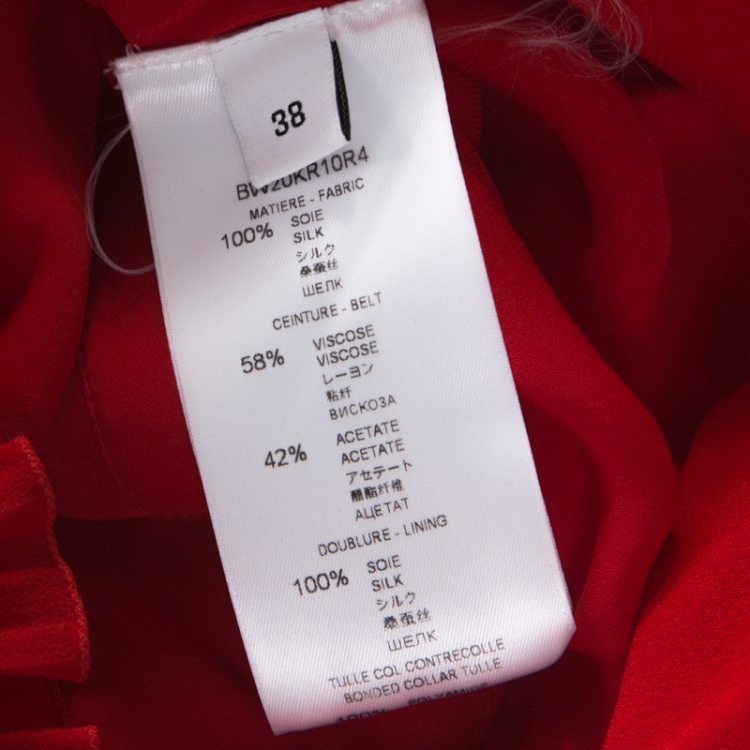 Pre Owned Givenchy Red Pleated Silk Cut Out Back Detail Evening Gown M