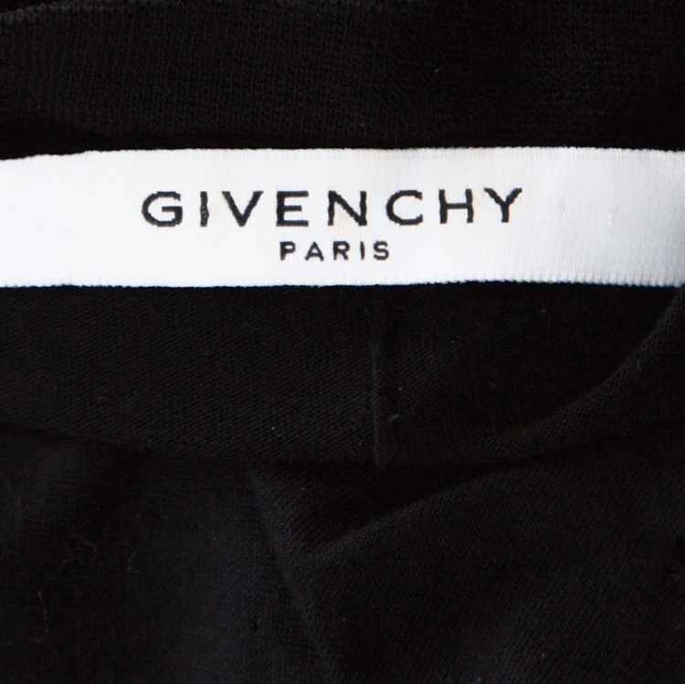 Pre Owned Givenchy Black Logo Print Cotton Distressed T-Shirt L