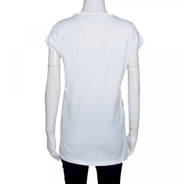 Pre Owned Givenchy White 4G Logo Print Cotton Short Sleeve T-Shirt L