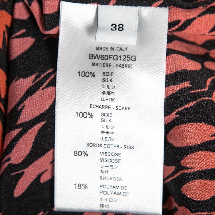 Pre Owned Givenchy Black Floral Printed Crepe Tie-Neck Blouse M