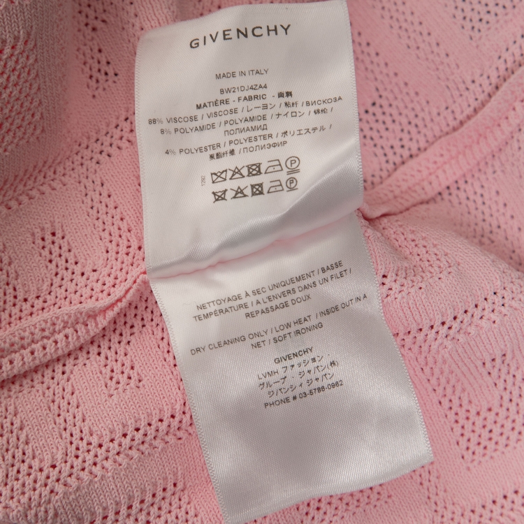 مملوكة مسبقًا Givenchy Pink 4G Motif Jacquard Knit Short Sleeve Dress XS