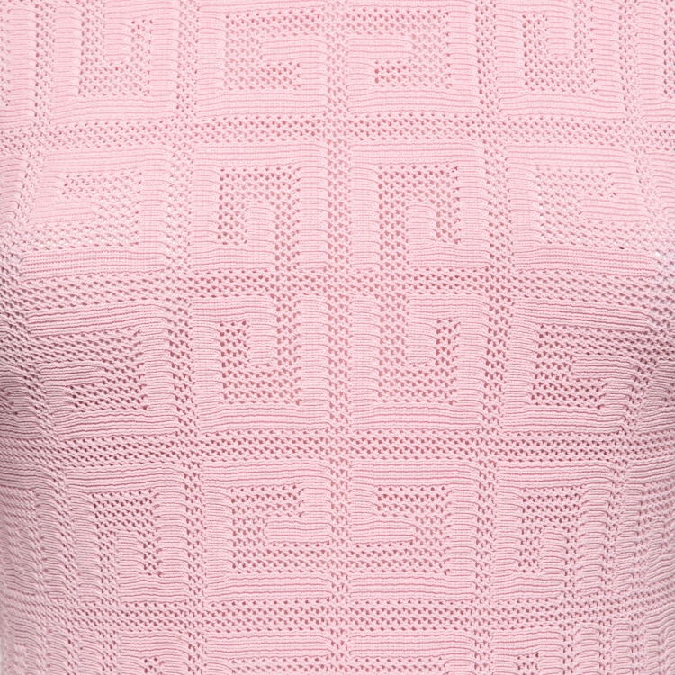 مملوكة مسبقًا Givenchy Pink 4G Motif Jacquard Knit Short Sleeve Dress XS
