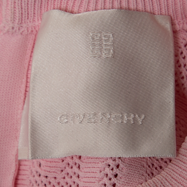 مملوكة مسبقًا Givenchy Pink 4G Motif Jacquard Knit Short Sleeve Dress XS