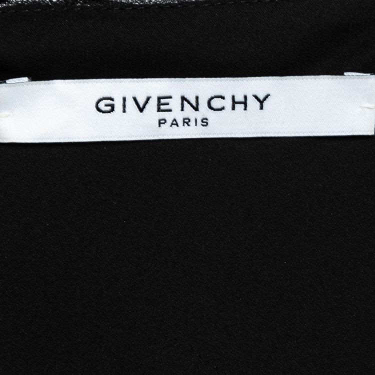 Pre Owned Givenchy Black Crepe & Beaded Tulle Tie-Back Midi Dress L