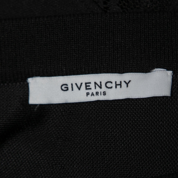 Pre Owned Givenchy Black Knit Lace Paneled Midi Skirt S