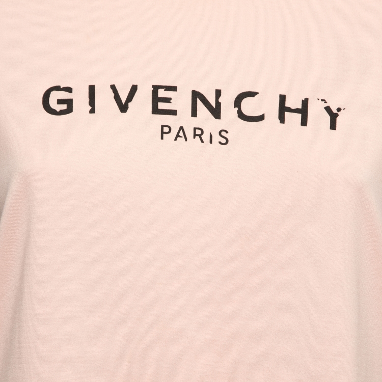Pre Owned Givenchy Light Pink Cotton Logo T-Shirt XS