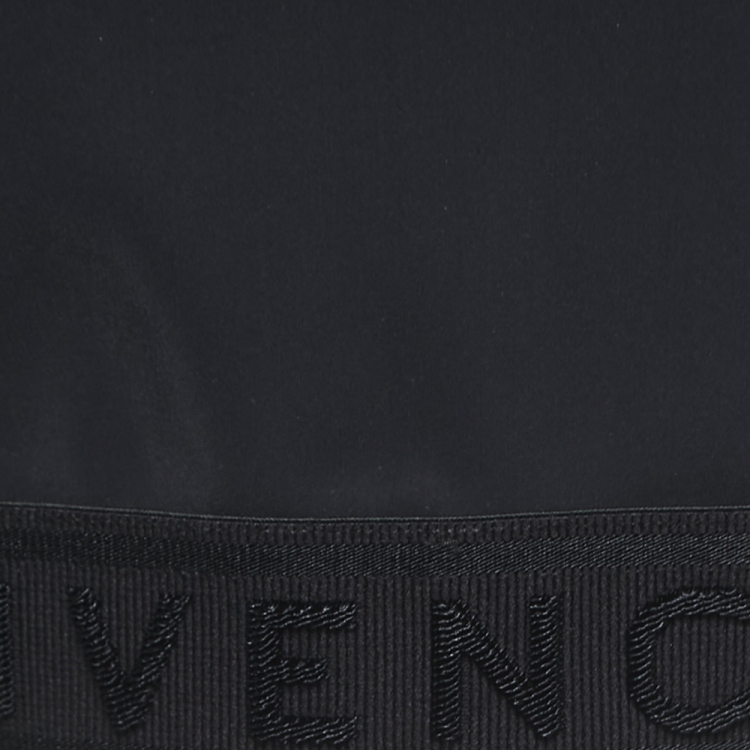 Pre Owned Givenchy Black Logo Detail Stretch Knit Short Sleeve Cropped Top S