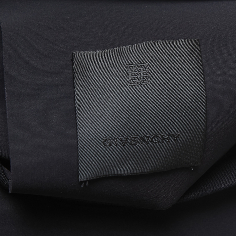 Pre Owned Givenchy Black Logo Detail Stretch Knit Short Sleeve Cropped Top S