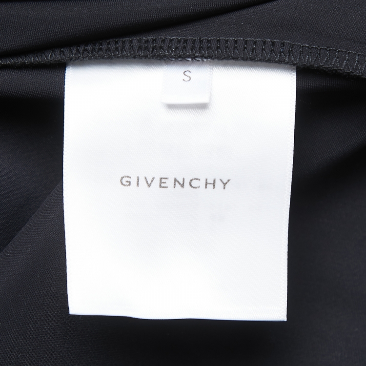 Pre Owned Givenchy Black Logo Detail Stretch Knit Short Sleeve Cropped Top S