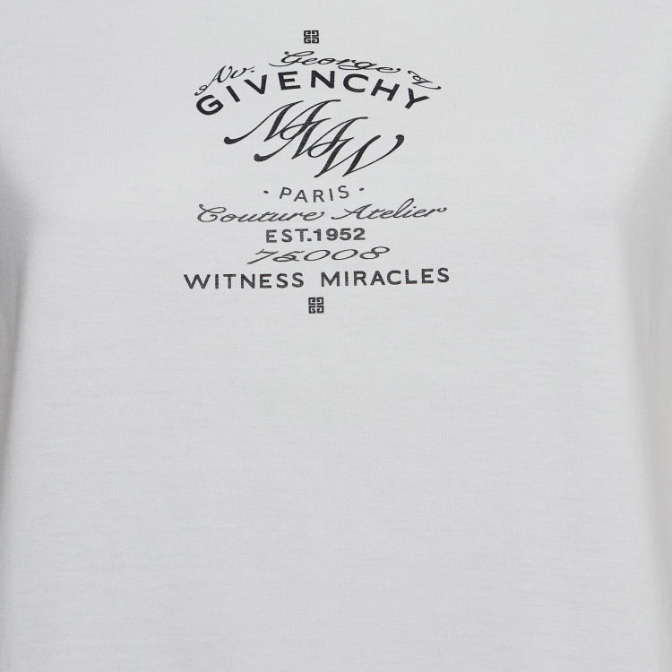 Pre Owned Givenchy White MMW Printed Cotton Knit Short Sleeve T-Shirt XS