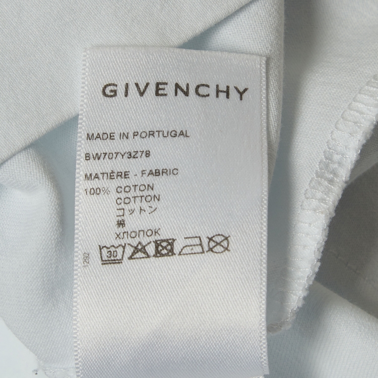 Pre Owned Givenchy White MMW Printed Cotton Knit Short Sleeve T-Shirt XS