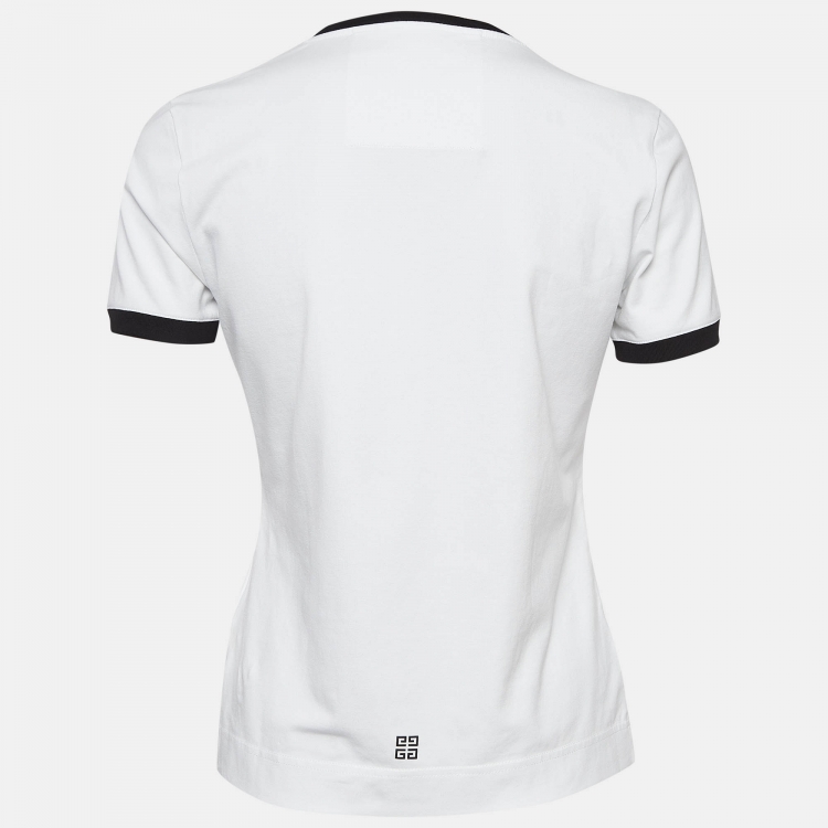 Pre Owned Givenchy White Logo Print Cotton Jersey T-Shirt M