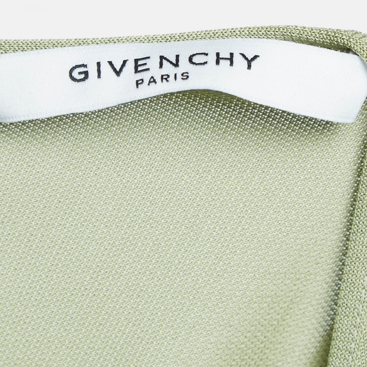Pre Owned Givenchy Green Stretch Crepe Knotted V-Neck Midi Dress S