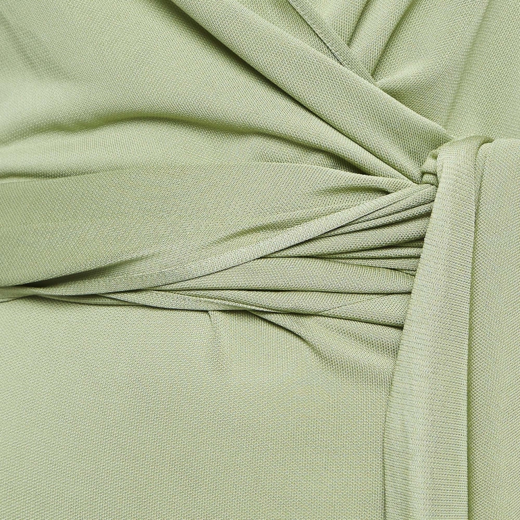 Pre Owned Givenchy Green Stretch Crepe Knotted V-Neck Midi Dress S