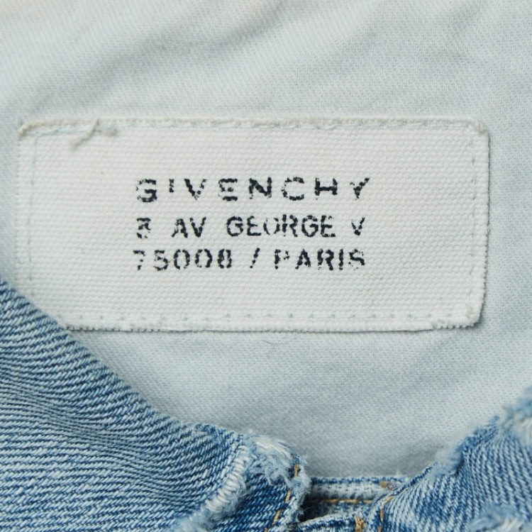 Pre Owned Givenchy Light Blue Distressed Denim Jacket S