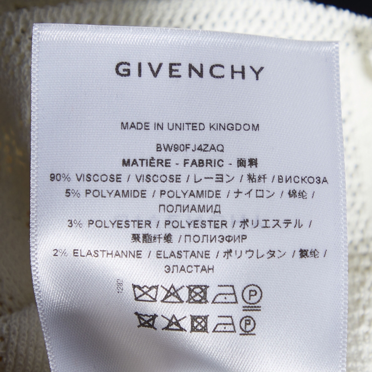 Pre Owned Givenchy Ivory 4G Motif Jacquard Knit Crew Neck T-Shirt XS