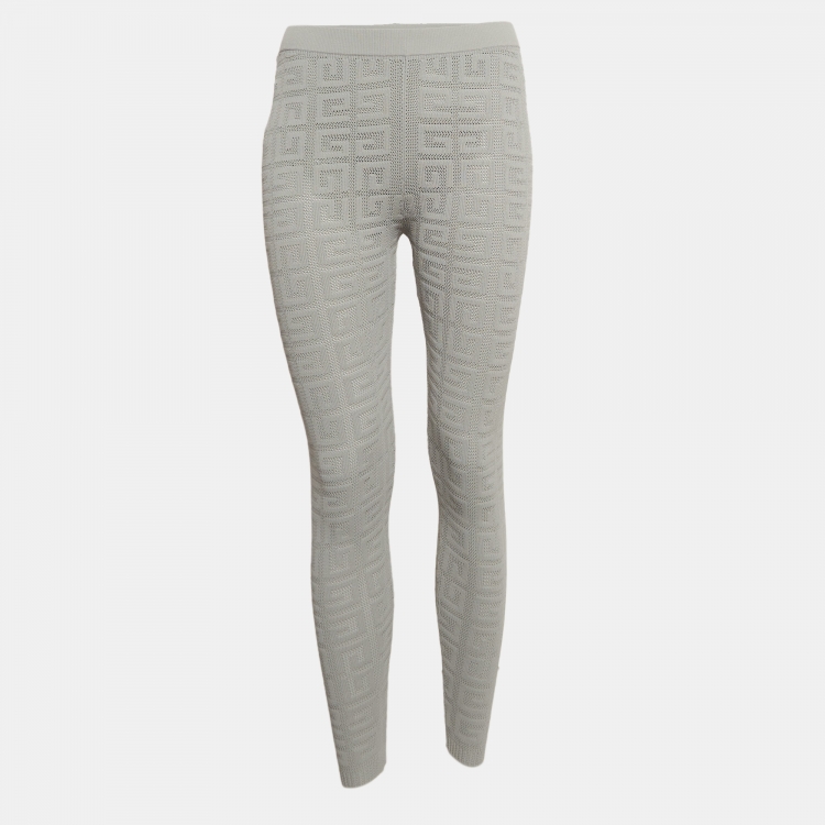 Pre Owned Givenchy Grey Patterned Knit Leggings S