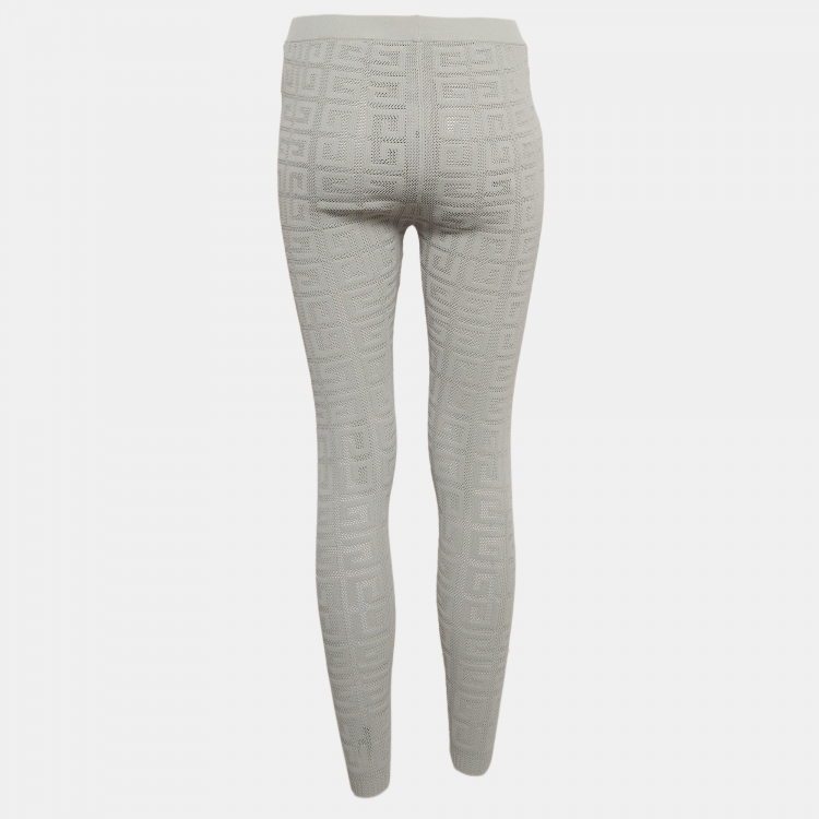Pre Owned Givenchy Grey Patterned Knit Leggings S