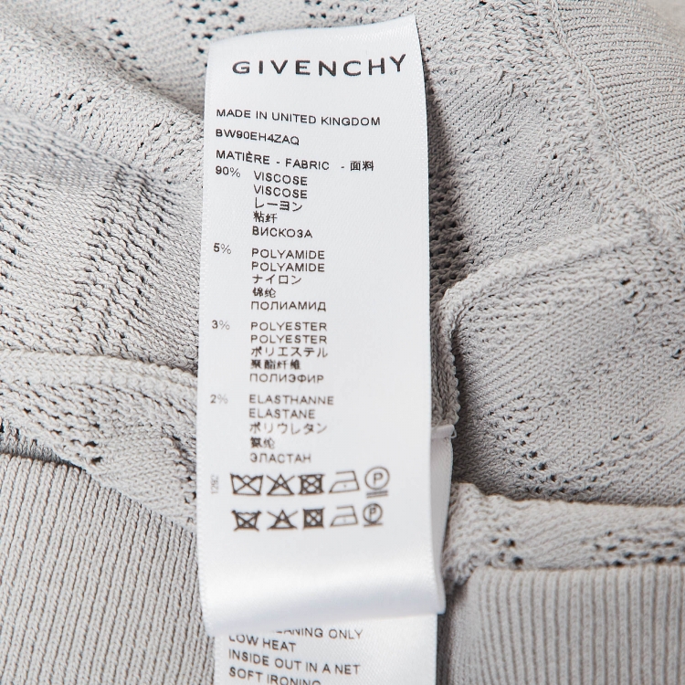 Pre Owned Givenchy Grey Monogram Patterned Knit Hoodie M