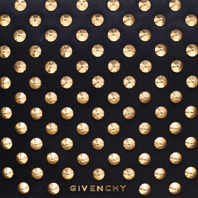 Pre Owned Givenchy Black Nylon Studded Wristlet Clutch