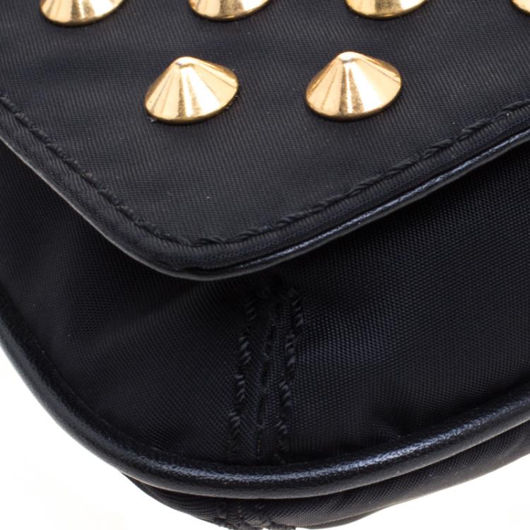 Pre Owned Givenchy Black Nylon Studded Wristlet Clutch
