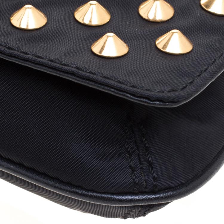 Pre Owned Givenchy Black Nylon Studded Wristlet Clutch