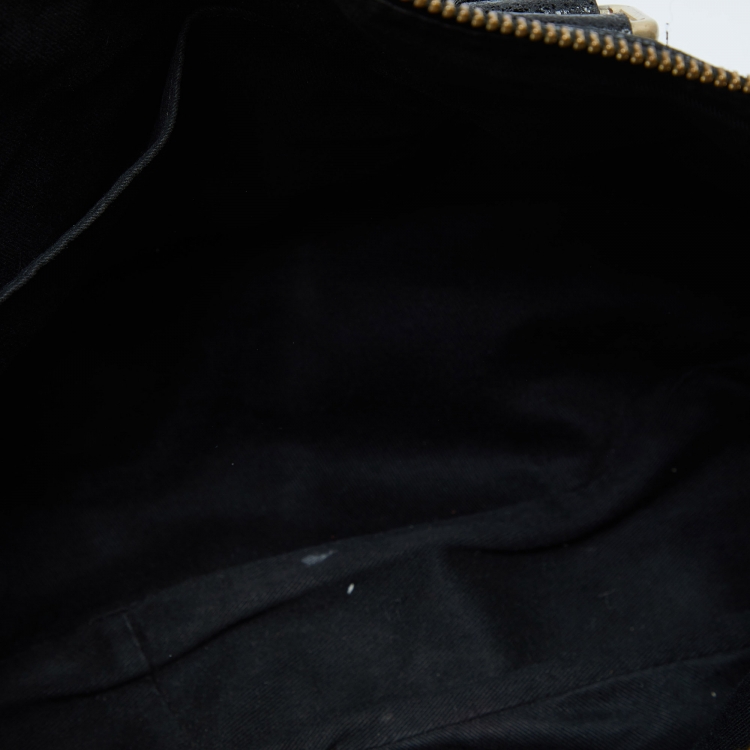 Pre Owned Givenchy Black Cracked Leather Ruched Satchel