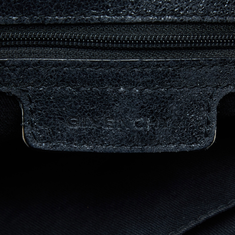 Pre Owned Givenchy Black Cracked Leather Ruched Satchel